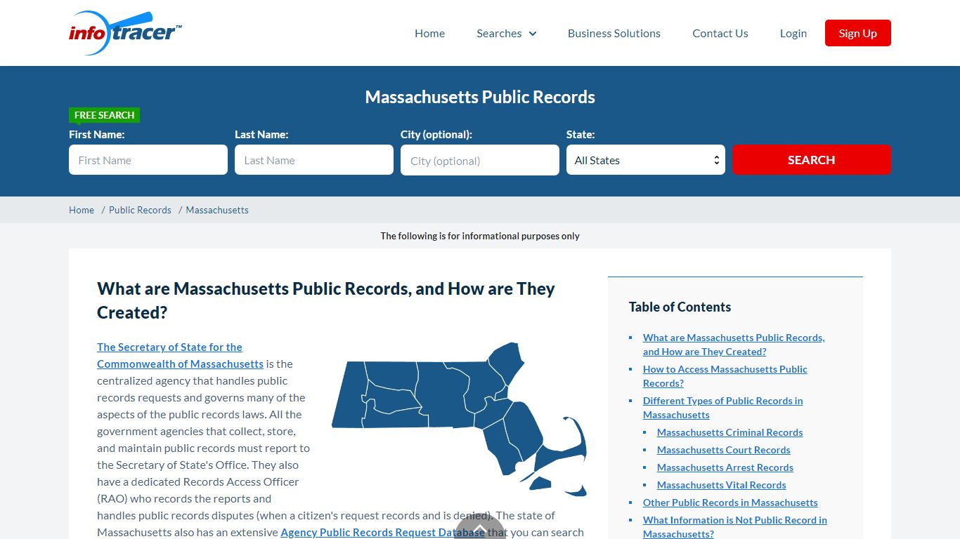 Massachusetts Public Records | Criminal, Arrest Records - InfoTracer